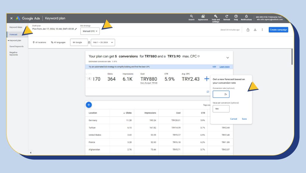 آموزش (Goole Keyword Planner)