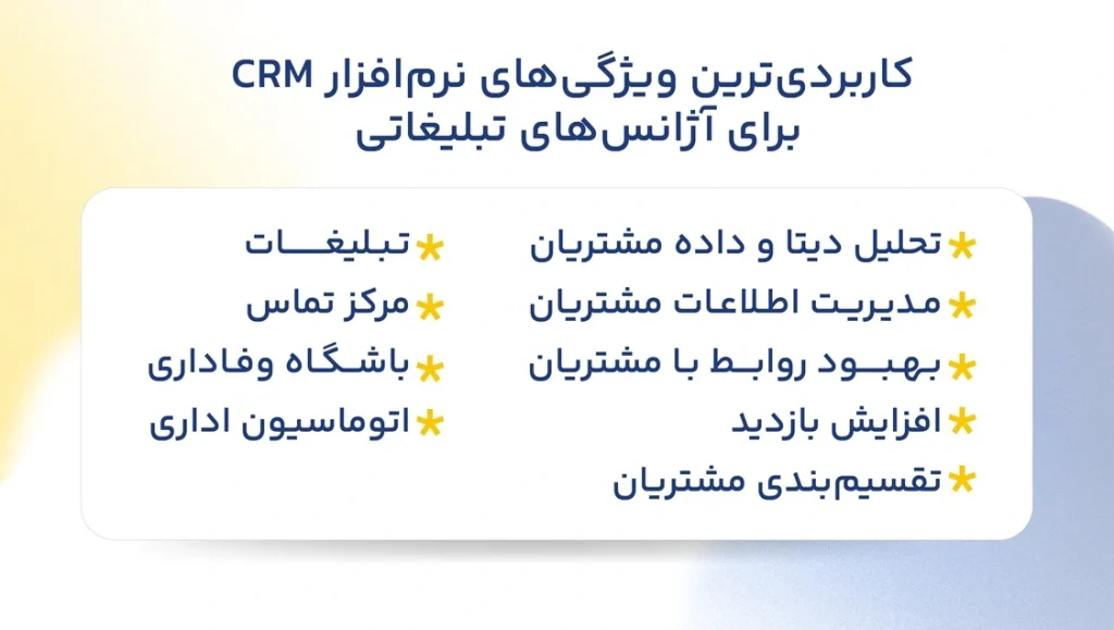 کاربردی ترین ویژگی های نرم افزار CRM در آژانس های تبلیغاتی